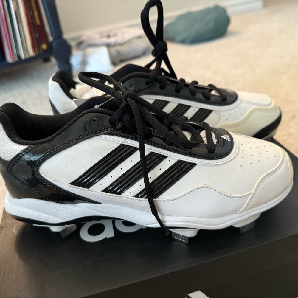Adidas Black and White Sports Cleats